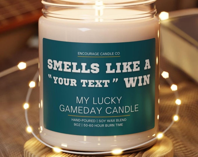 Smells Like A Win | Personalized Sports Themed Candle | My Lucky Gameday Candle | Pro Football Fan Gift | Gameday Décor | Man Cave Candle
