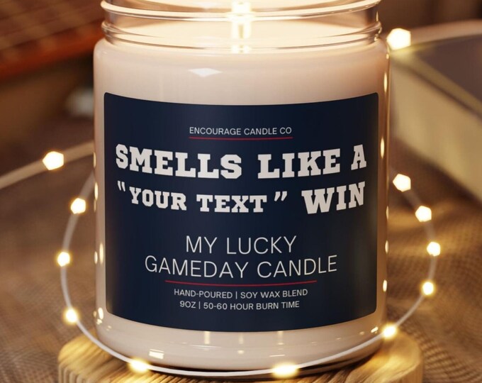 Smells Like A Win | Personalized Sports Themed Candle | My Lucky Gameday Candle | Pro Football Fan Gift | Gameday Décor | Man Cave Candle