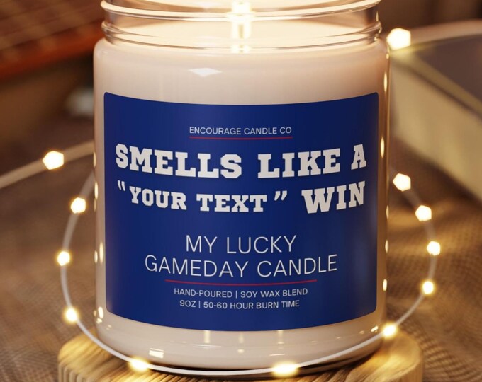 Smells Like A Win | Personalized Sports Themed Candle | My Lucky Gameday Candle | Pro Football Fan Gift | Gameday Décor | Man Cave Candle