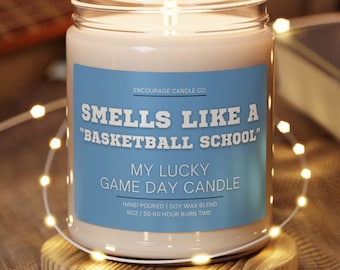 Smells Like A Basketball School | My Lucky Gameday Candle | Personalized College Sports Candle | Custom Gameday Décor | Sport Themed Candle