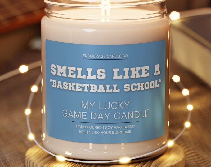 Smells Like A Basketball School | My Lucky Gameday Candle | Personalized College Sports Candle | Custom Gameday Décor | Sport Themed Candle