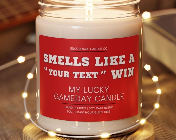Smells Like A Win | My Lucky Gameday Candle | Personalized Sports Candle | Sports Themed Gift | College Gameday Décor | Sport Themed Candle