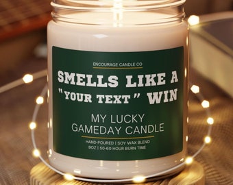 Smells Like A Win | My Lucky Gameday Candle | Personalized Sports Candle | Sports Themed Gift | College Gameday Décor | Sport Themed Candle