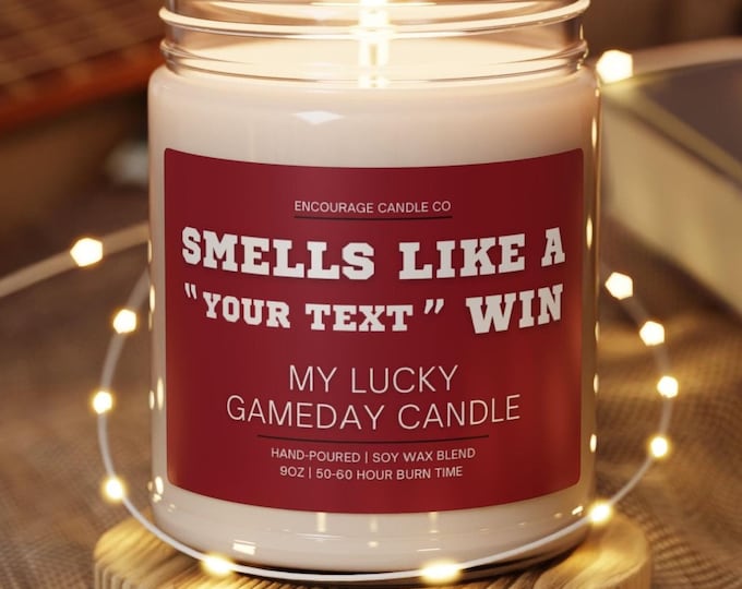 Smells Like A Win | My Lucky Gameday Candle | Personalized Sports Candle | Sports Themed Gift | College Gameday Décor | Sport Themed Candle