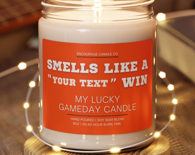 Smells Like A Win | My Lucky Gameday Candle | Personalized Sports Candle | Sports Themed Gift | College Gameday Décor | Sport Themed Candle