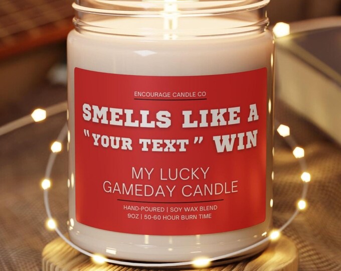 Smells Like A Win | My Lucky Gameday Candle | Personalized Sports Candle | Sports Themed Gift | College Gameday Décor | Sport Themed Candle