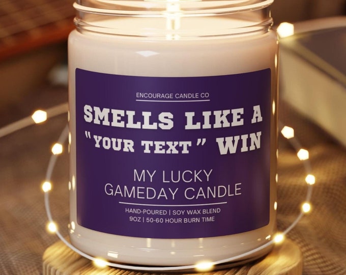 Smells Like A Win | My Lucky Gameday Candle | Personalized Sports Candle | Sports Themed Gift | College Gameday Décor | Sport Themed Candle