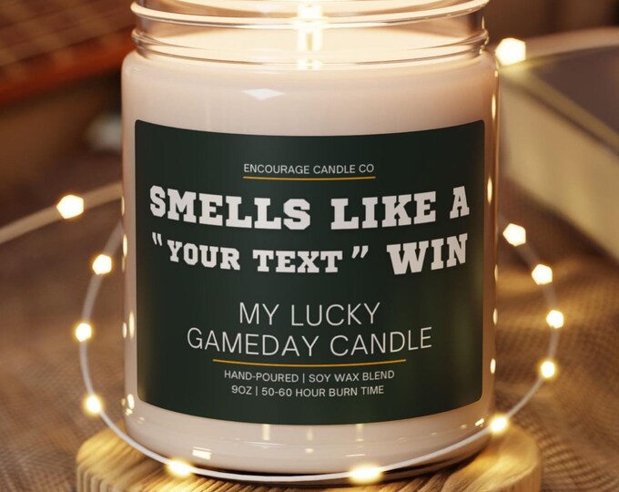 Smells Like A Win | Personalized Sports Themed Candle | My Lucky Gameday Candle | Pro Football Fan Gift | Gameday Décor | Man Cave Candle