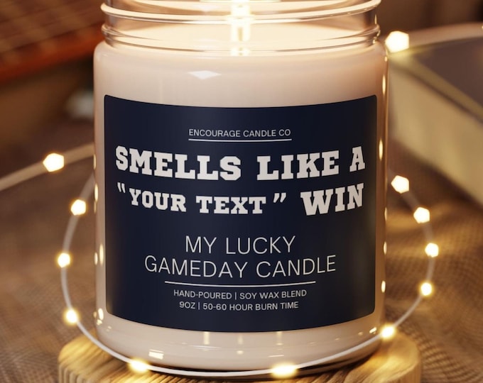 Smells Like A Win | My Lucky Gameday Candle | Personalized Sports Candle | Sports Themed Gift | College Gameday Décor | Sport Themed Candle