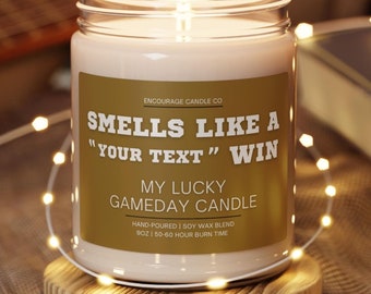 Smells Like A Win | My Lucky Gameday Candle | Personalized Sports Candle | Sports Themed Gift | College Gameday Décor | Sport Themed Candle