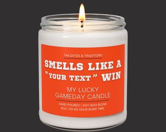 Funny Football Season Candle | Smells Like A Win | Personalized Fan Gift | Custom Label