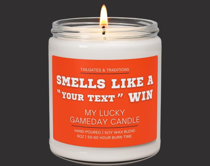 Funny Football Season Candle | Smells Like A Win | Personalized Fan Gift | Custom Label