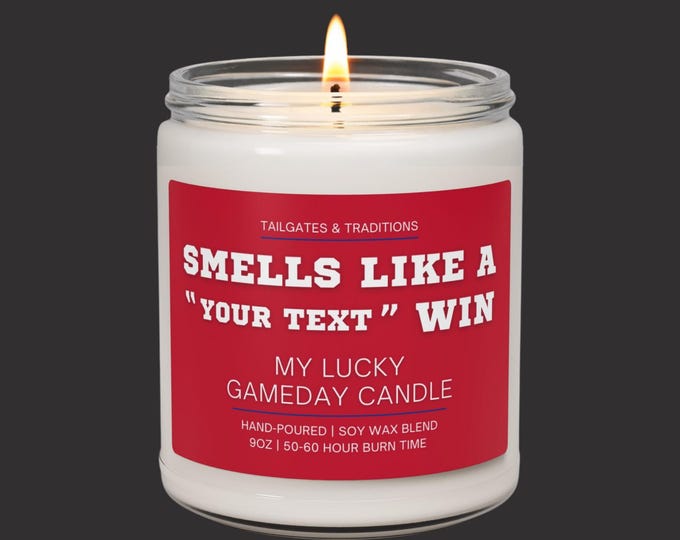 Personalized Football Candle | Smells Like A Win | Custom Fan Gift | Game Day Candle