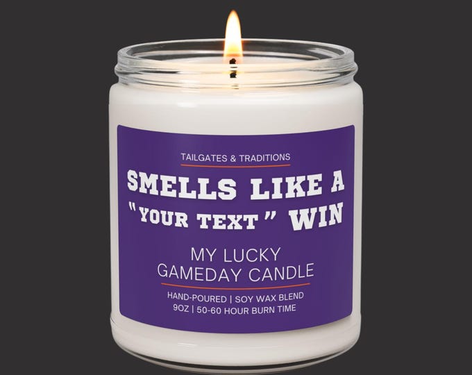 Personalized Fan Candle | Smells Like A Win | Custom Sports Gift | Unique Home Decor