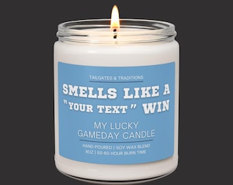 Custom Football Candle | Smells Like A Win | Personalized Football Fan Gift Game Day Decor