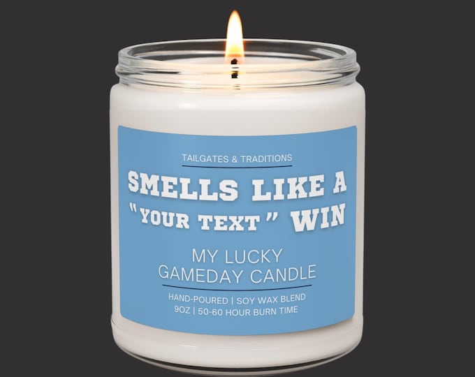 Custom Football Candle | Smells Like A Win | Personalized Football Fan Gift Game Day Decor