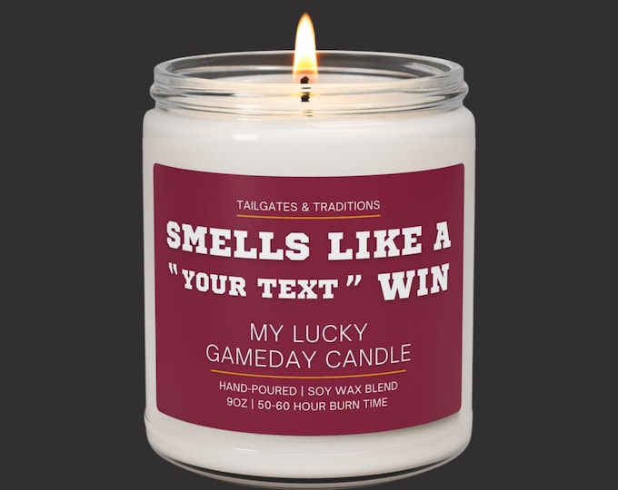 Custom Football Candle | Smells Like A Win | Personalized Fan Gift | Game Day Decor
