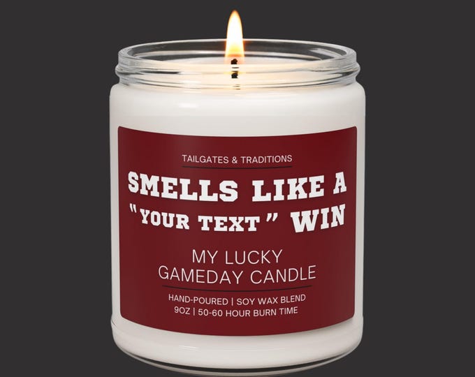 Personalized Sports Fan Candle | Smells Like A Win | Custom Gift | Game Day Decor