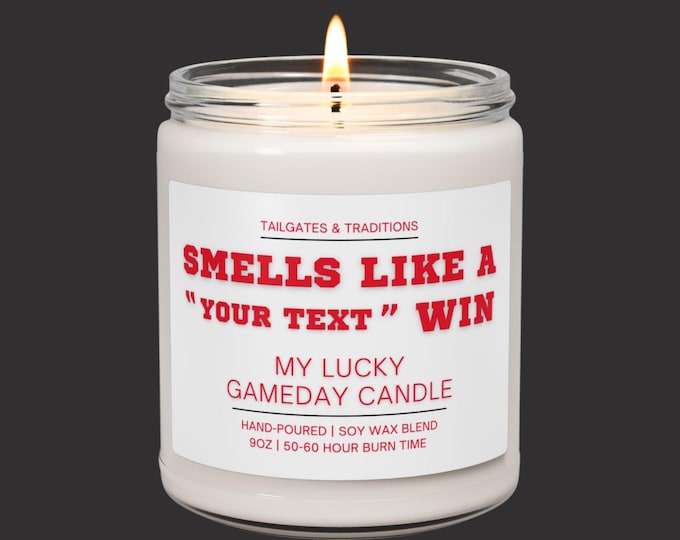Football Season Candle | Smells Like A Win | Personalized Football Fan Gift | Tailgate Decor