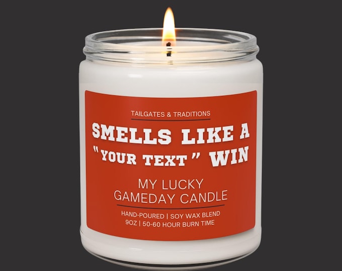 Custom Football Fan Candle | Smells Like A Win | Personalized Gift | Man Cave Decor