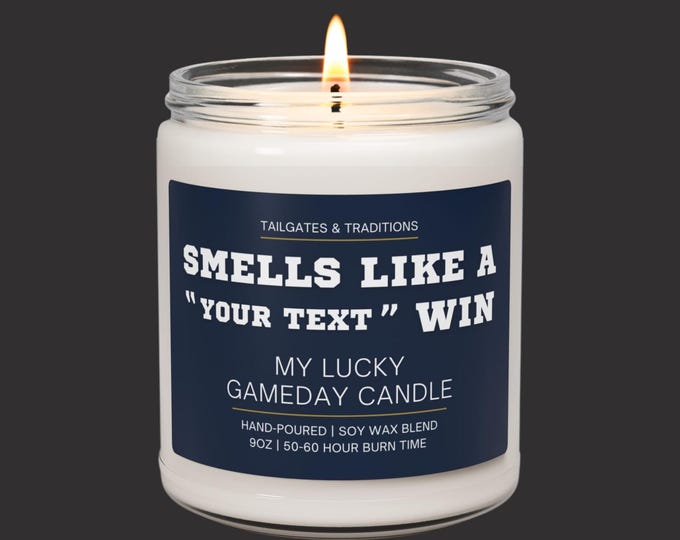 Personalized Gameday Candle | Smells Like A Win | Lucky Sports Gift | Custom Candle for Him