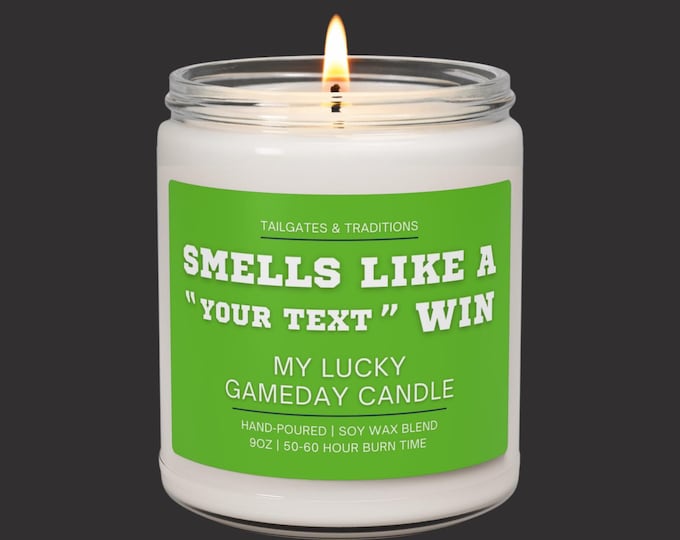 Funny Sports Gift Candle | Smells Like A Win | Personalized Fan Decor | Custom Candle