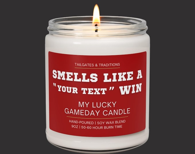 Personalized Football Season Candle | Smells Like A Win | Custom Fan Gift | Game Day Decor