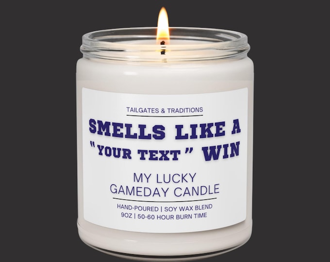 Custom Sports Candle | Smells Like A Win | Personalized Team Gift | Game Day Decor