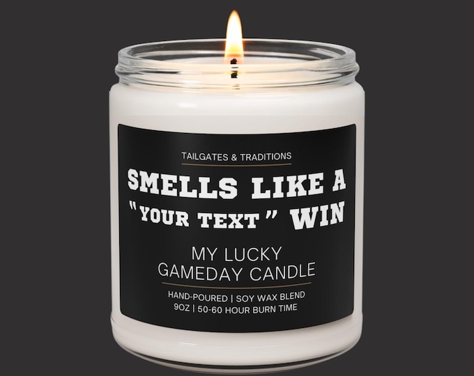 Custom Football Candle | Smells Like A Win | Personalized Football Fan Gift Game Day Decor