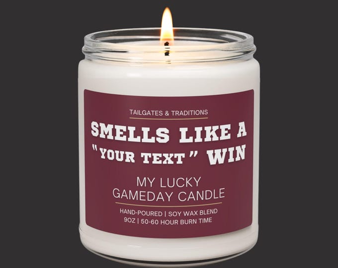 Custom Football Candle | Smells Like A Win | Personalized Football Fan Gift | Game Day Decor