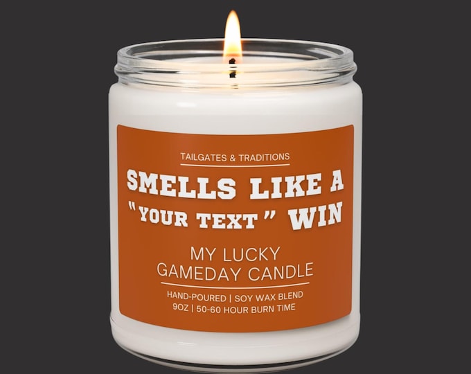 Personalized Sports Candle | Smells Like A [Your Team] Win | Funny Gift for Him Fan Gift