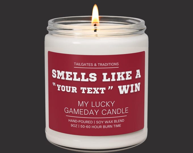 Personalized Gameday Candle | Smells Like A Win | Custom Sports Fan Gift
