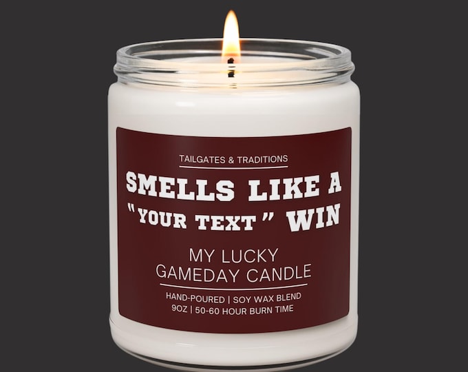 Funny Sports Candle | Smells Like A Win | Personalized Fan Gift | Custom Label Decor
