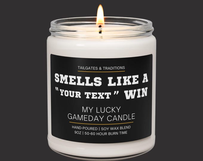Game Day Candle | Smells Like A [Team] Win | Personalized Sports Fan Gift Man Cave Decor