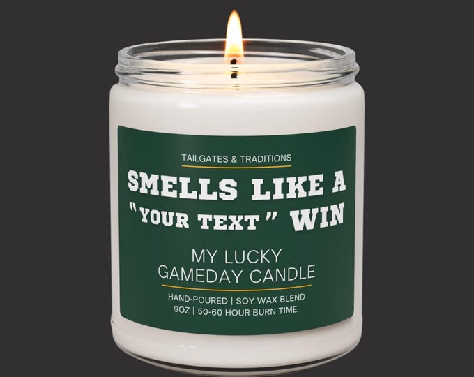 Personalized Game Day Candle | Smells Like A Win | Custom Sports Gift | Funny Fan Decor