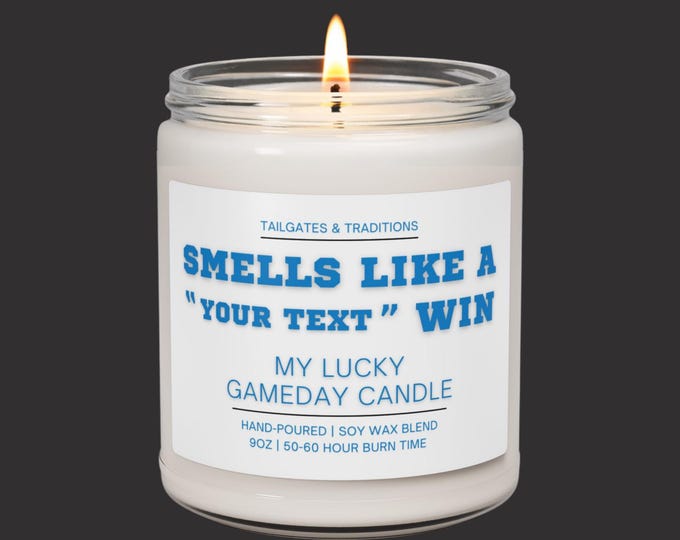Customizable Gameday Candle | Smells Like A Win | Personalized Sports Fan Gift