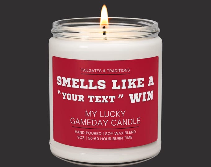 Funny Game Day Candle | Smells Like A Win | Personalized Sports Gift | Custom Label