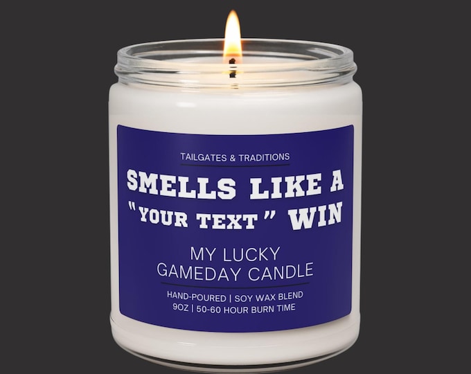 Funny Sports Gift Candle | Smells Like A Win | Personalized Fan Decor | Custom Label
