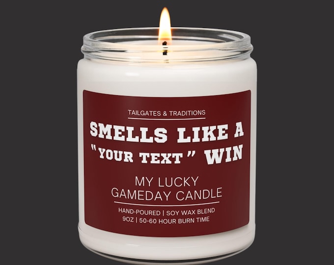 Custom Sports Decor Candle | Smells Like A Win | Personalized Fan Gift | Unique Candle