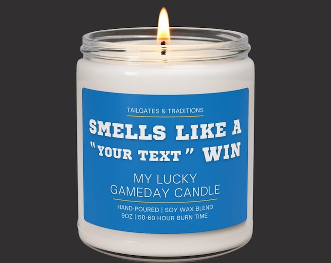 Custom Fan Candle | Smells Like A Win | Personalized Sports Gift | Funny Game Day Decor
