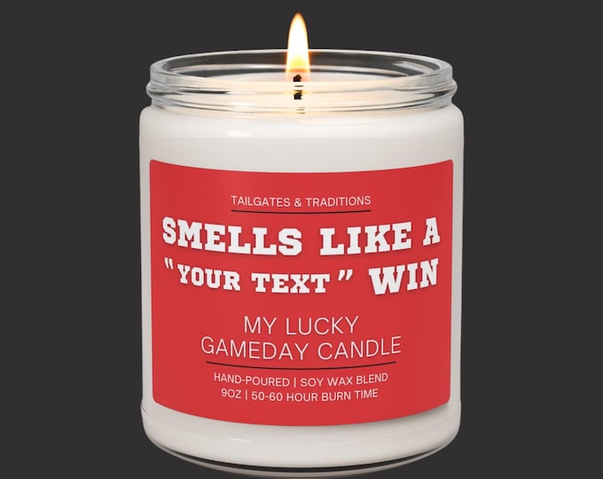Custom Football Fan Candle | Smells Like A Win | Personalized Gift | Man Cave Decor