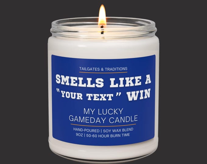 Funny Personalized Candle | Smells Like A Team Win | Sports Fan Gift | Custom Label