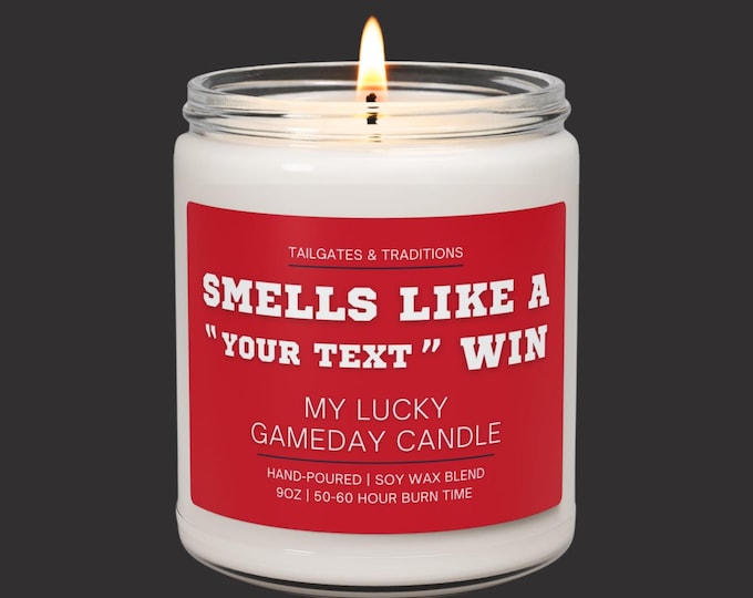 Custom Baseball Fan Candle | Smells Like A Win | Personalized Sports Gift | Game Day Decor
