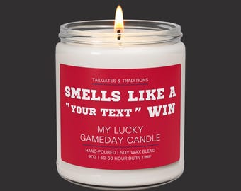 Custom Sports Fan Candle | Smells Like A Win | Personalized Gift | Game Day Candle Decor
