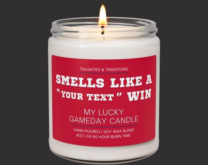 Custom Sports Fan Candle | Smells Like A Win | Personalized Gift | Game Day Candle Decor