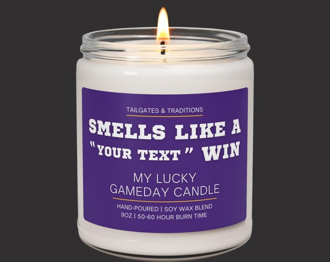 Custom Fan Favorite Candle | Smells Like A Win | Personalized Sports Gift | Funny Decor