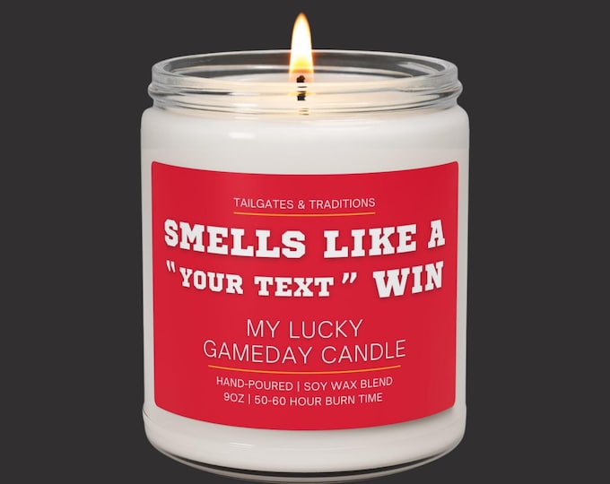 Customizable Gameday Candle | Smells Like A Win | Personalized Sports Fan Decor