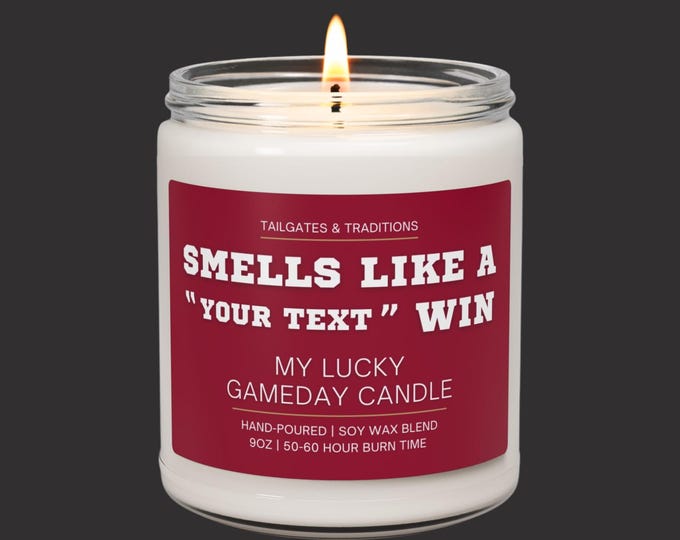 Football Fan Candle | Smells Like A Win | Personalized Sports Gift | Custom Decor