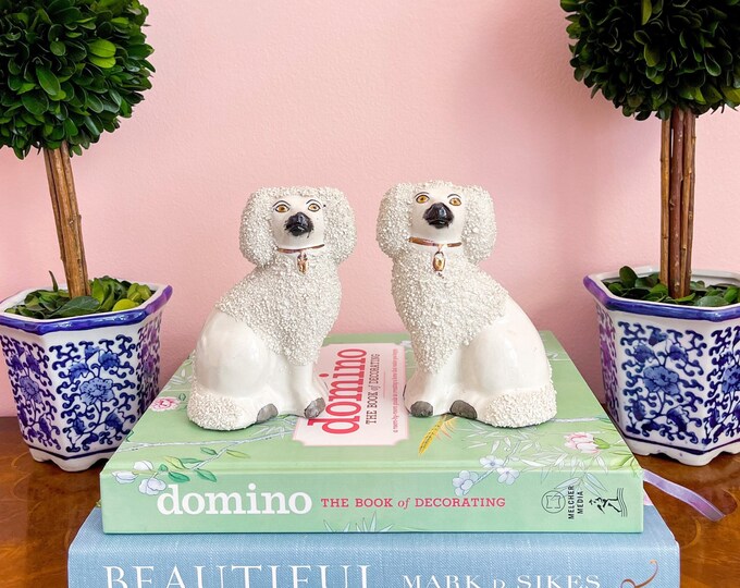Antique Staffordshire Confetti Poodle Dogs Set of 2 Etsy