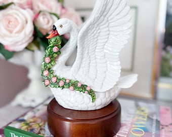 Vintage 9” Neiman Marcus Swan Decor, Nursery | Chinoiserie Chic Home Decor | GrandMillennial Style | New Traditional Built In Decor